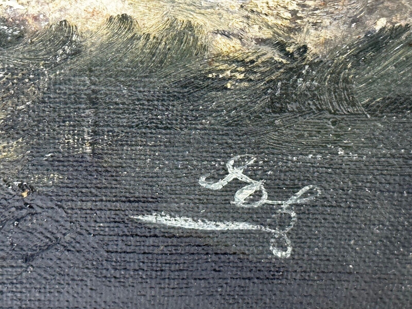 Large Nauticial Early 20th Century Oil Painting 5 Masted Sailing Ship Potosi Flying P Liner Cape Horn In Heavy Seas photo vinterior