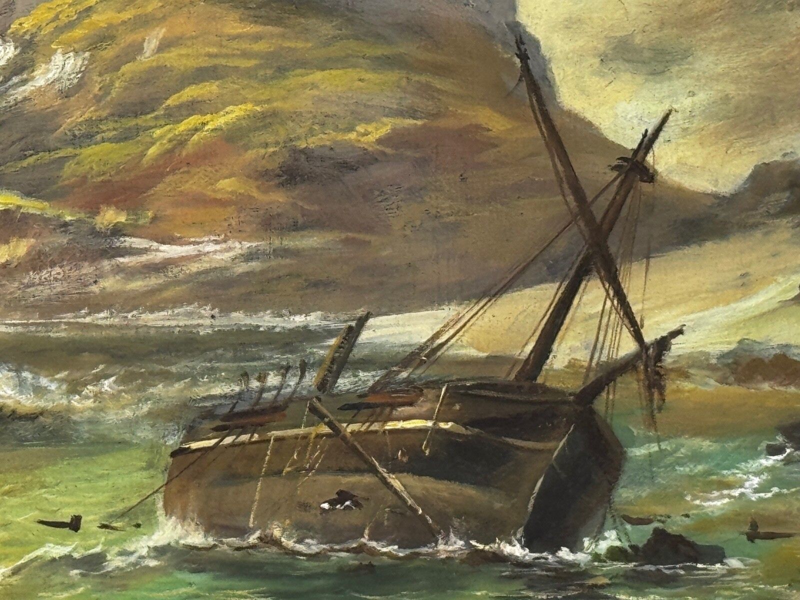 photo for sale Victorian British Marine Oil Bamburgh Castle Shipwreck Follower Carmichael
