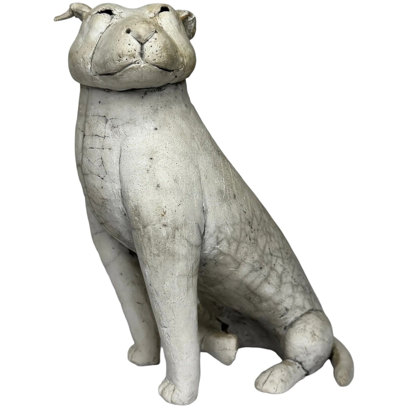 Vintage Studio Pottery American Pit Bull Terrier Dog Sculpture Raku Style