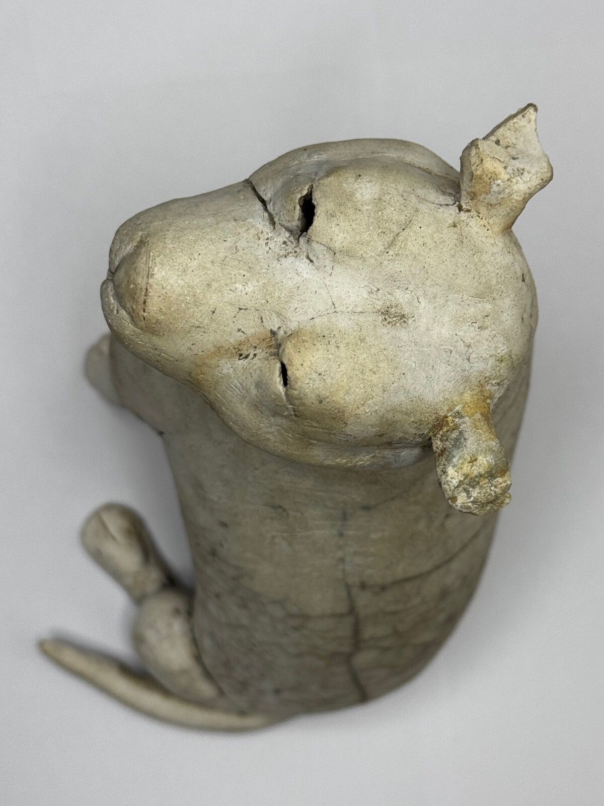 Vintage Studio Pottery American Pit Bull Terrier Dog Sculpture Raku Style photo Art