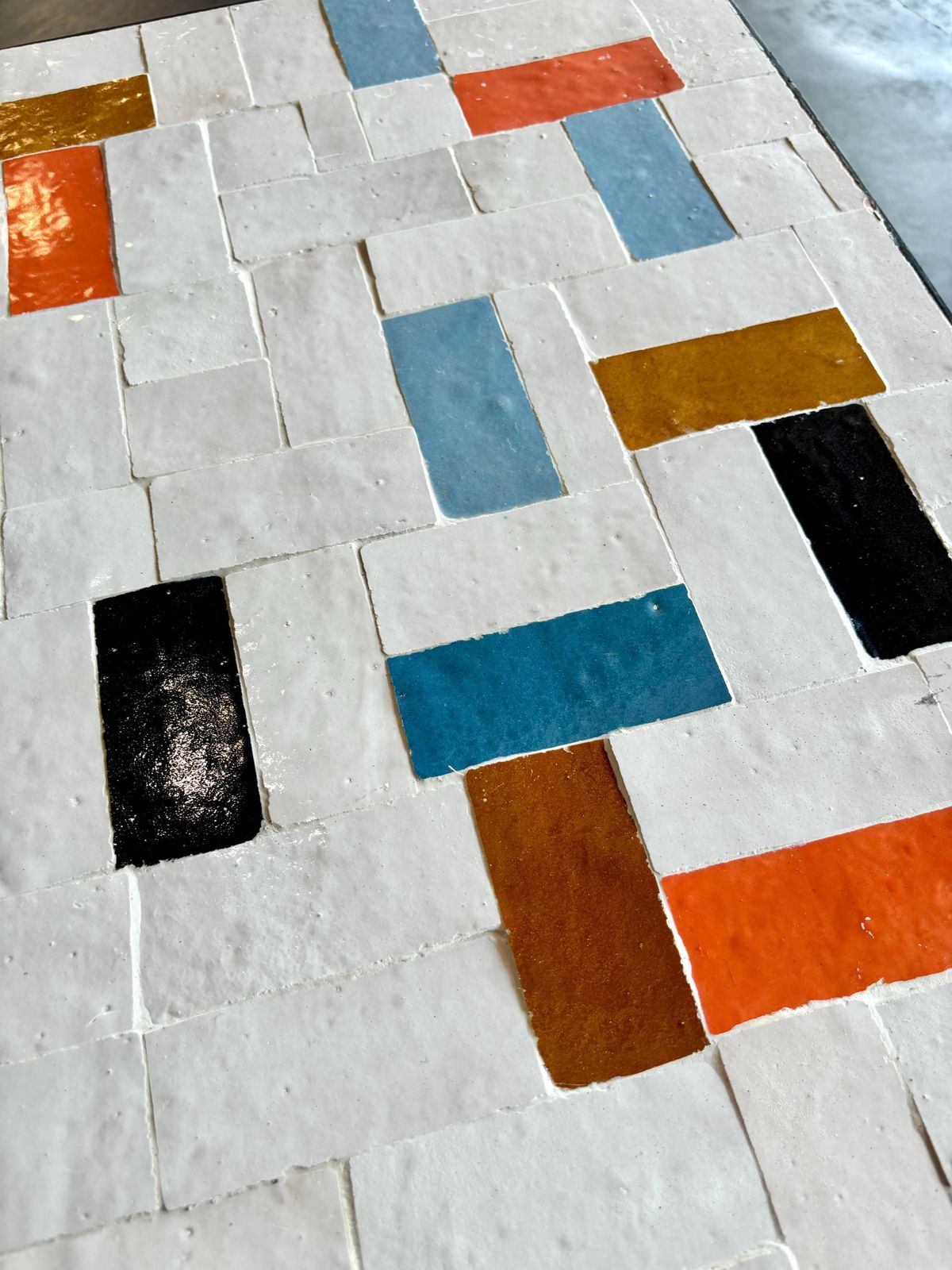 Square Coffee Table In Moroccan Zellige, 60 Cm – Colorful Handcrafted Side Table – Handmade Berber Furniture photo vinterior