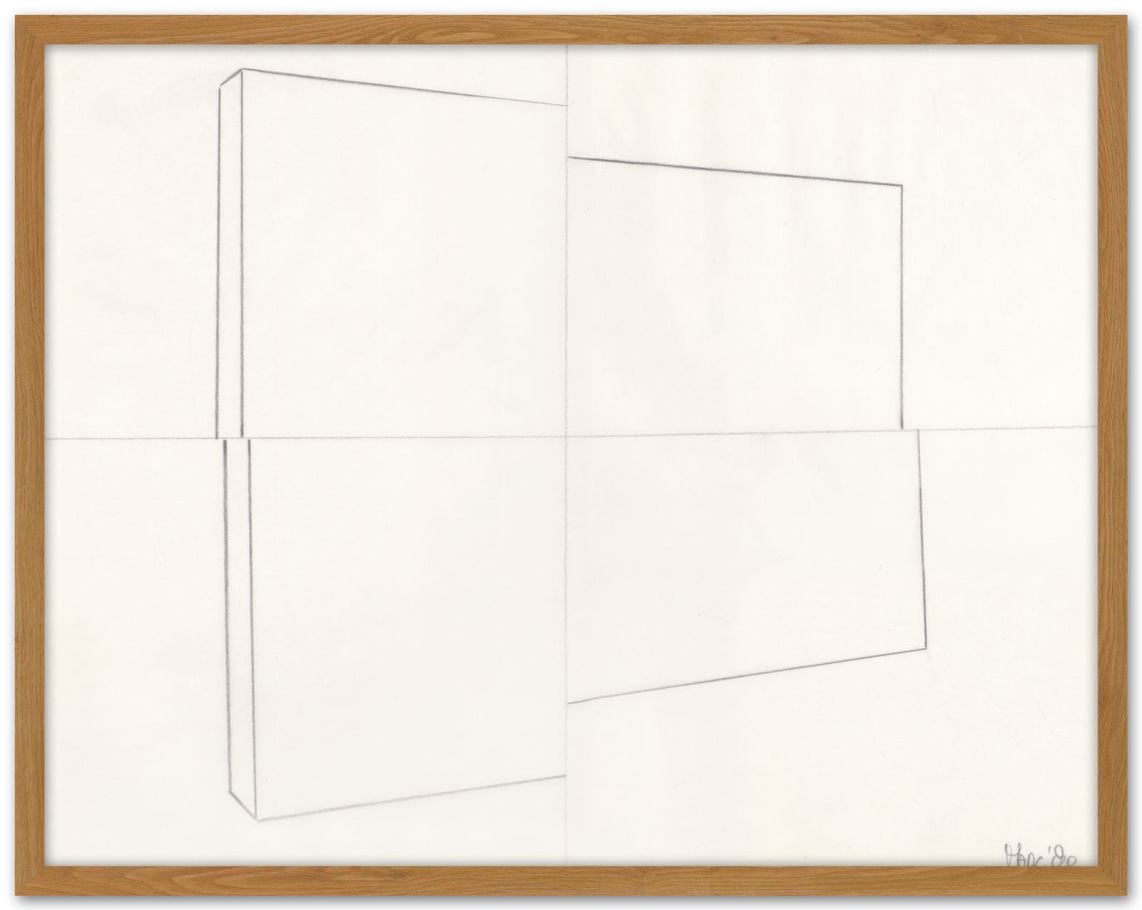Minimalistisch gesigneerd Nederlands potloodtekening, 1980