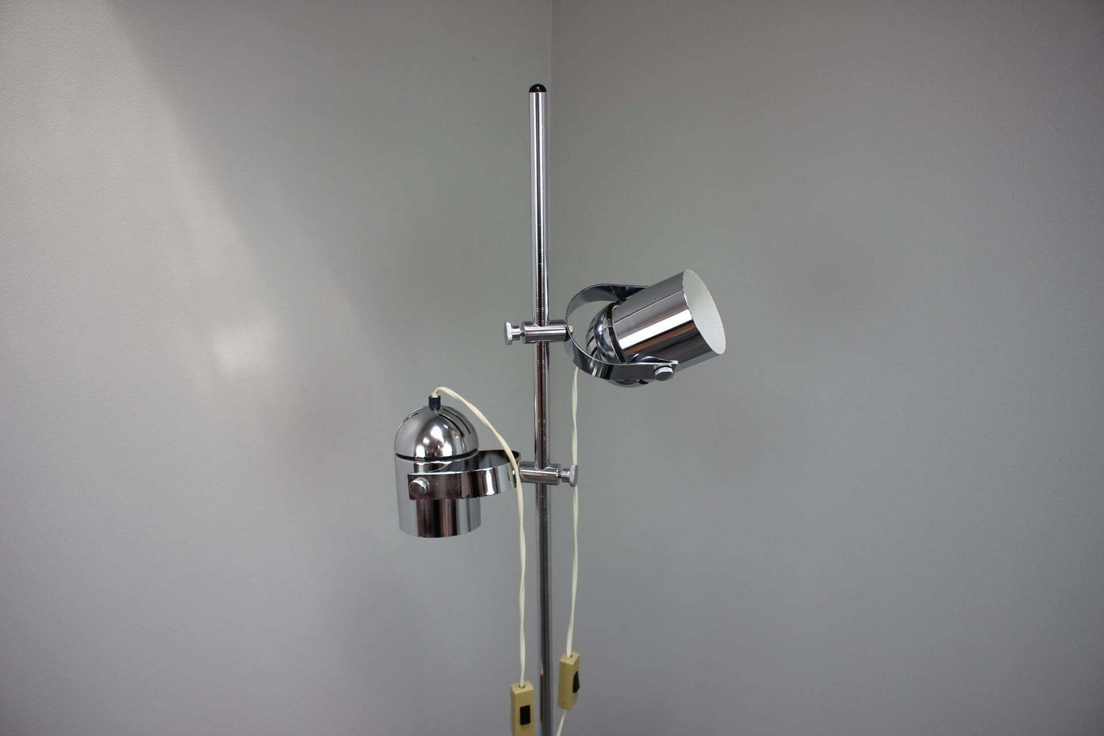 Stanislav Indra Chrome Adjustable Double Spotlight Floor Lamp, Czechoslovakia photo for sale