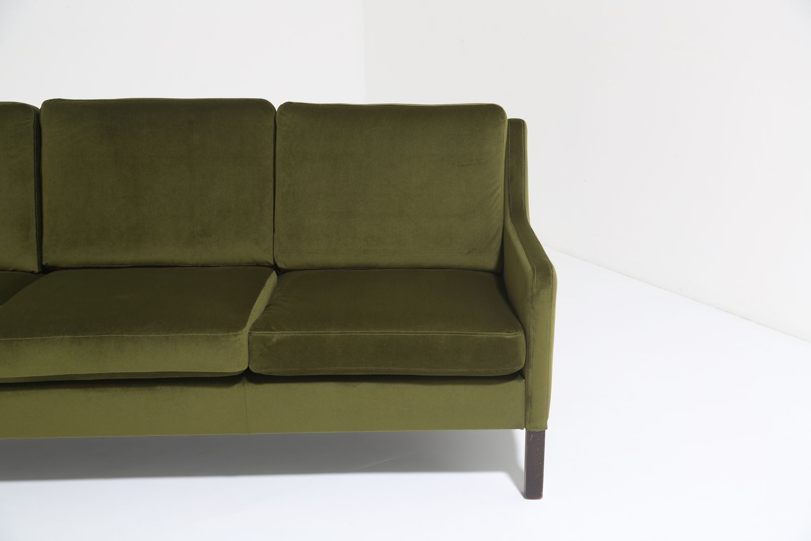 Vintage Danish Moss Green Velvet Three Seat Sofa By George Thams For Vejen Polstermøbelfabrik, 1960s. photo Furniture