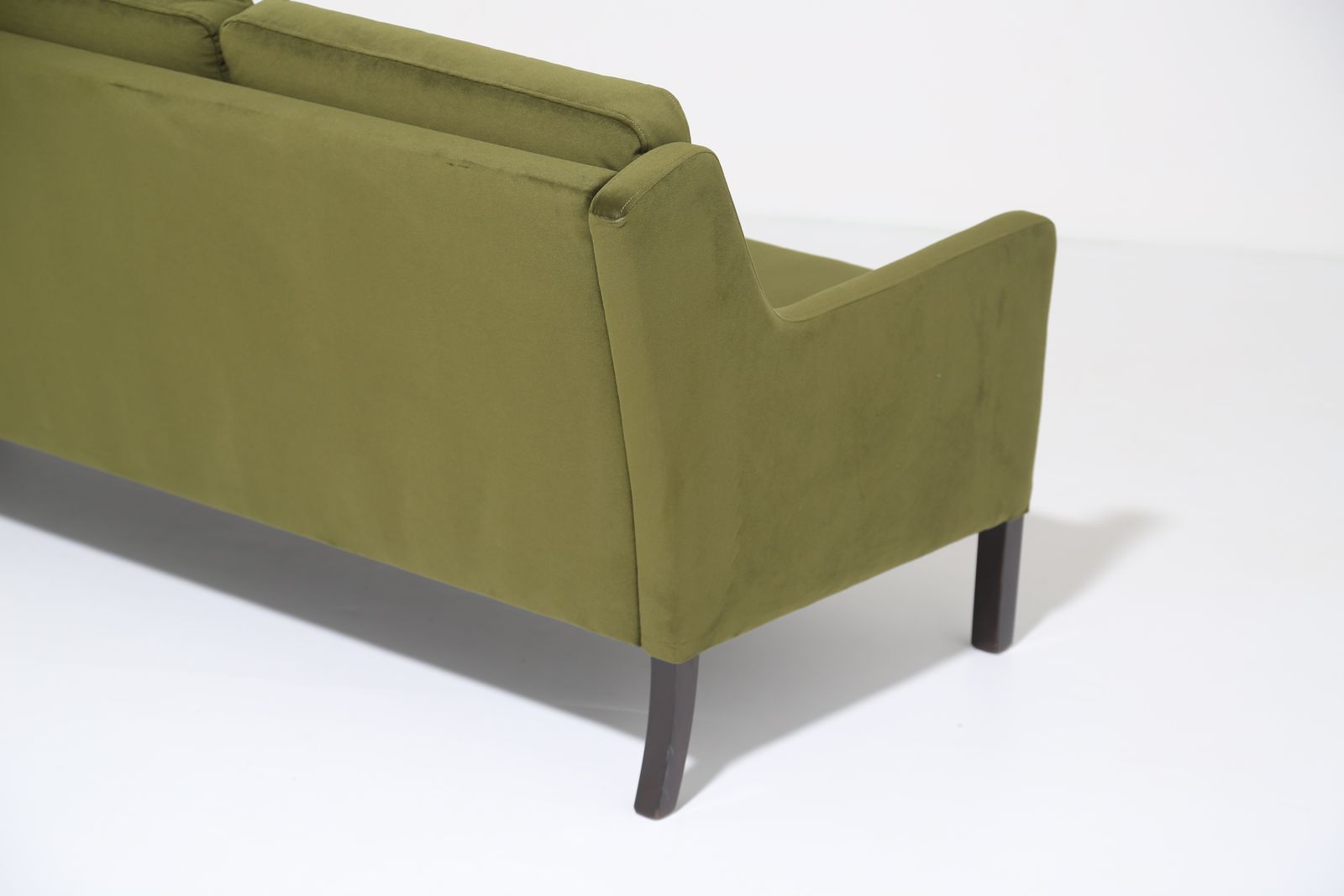 Furniture Vintage Danish Moss Green Velvet Three Seat Sofa By George Thams For Vejen Polstermøbelfabrik, 1960s. photo