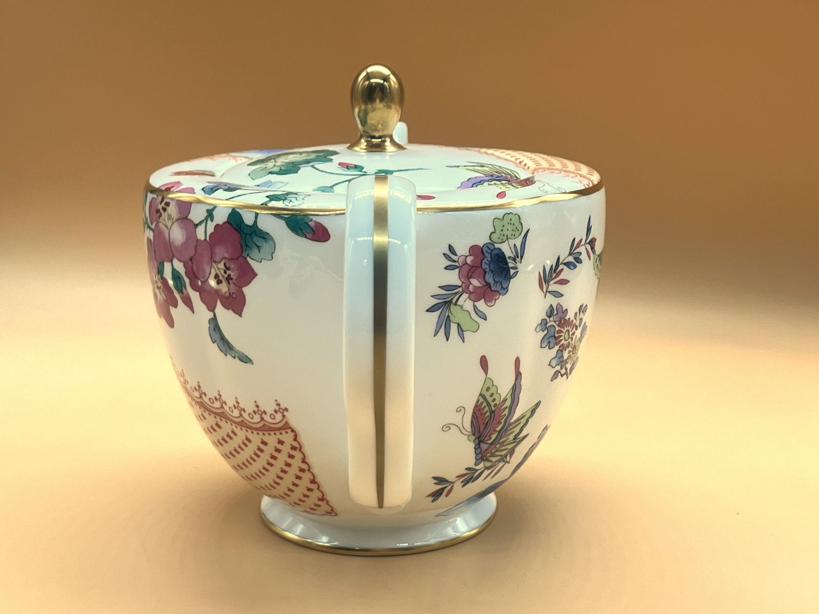 New Large 2 Pint Wedgwood China Butterfly Bloom Teapot In Original Box. photo vinterior