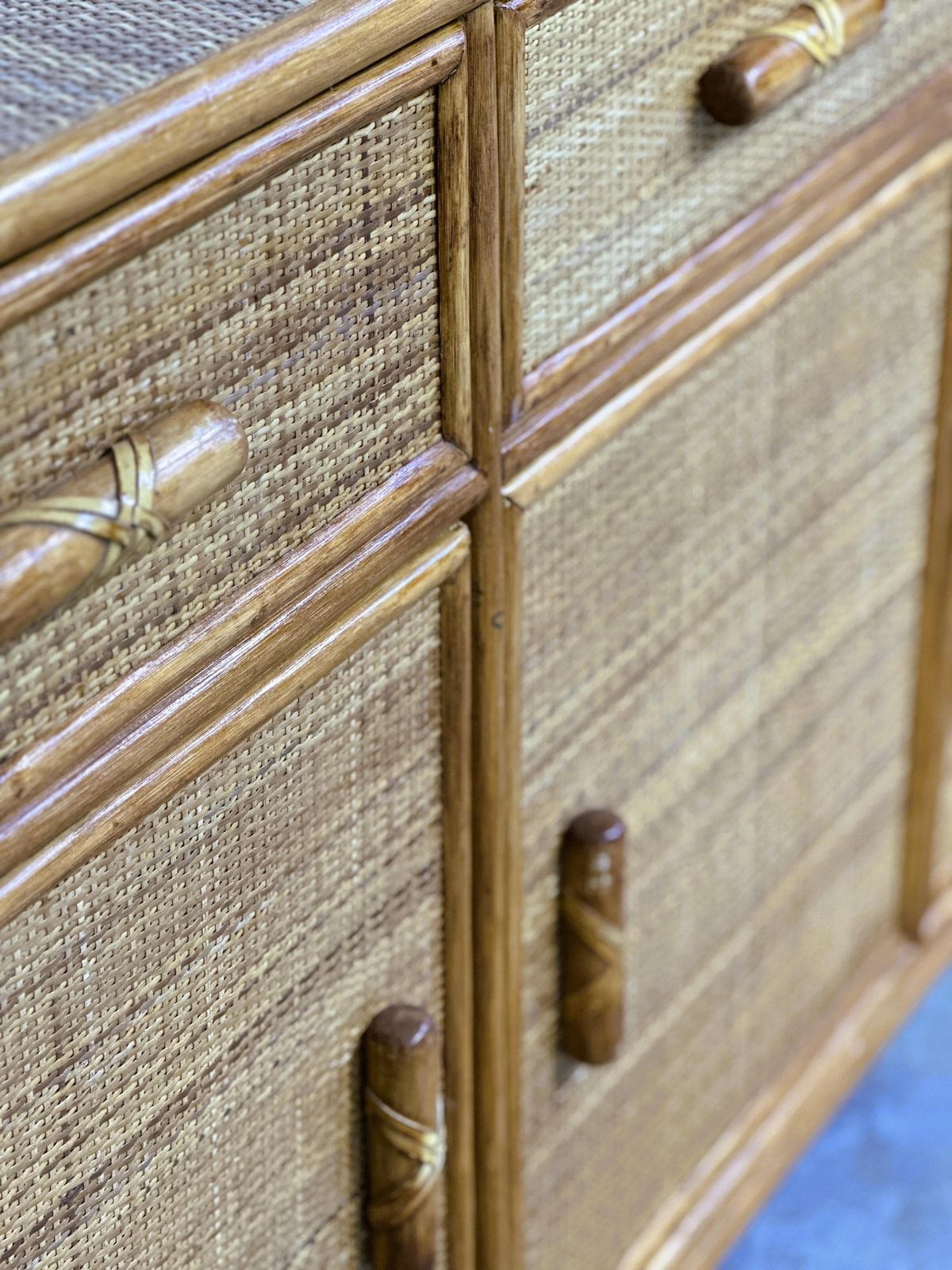 Vintage Rattan & Bamboo Sideboard / Credenza, 1970s photo Furniture