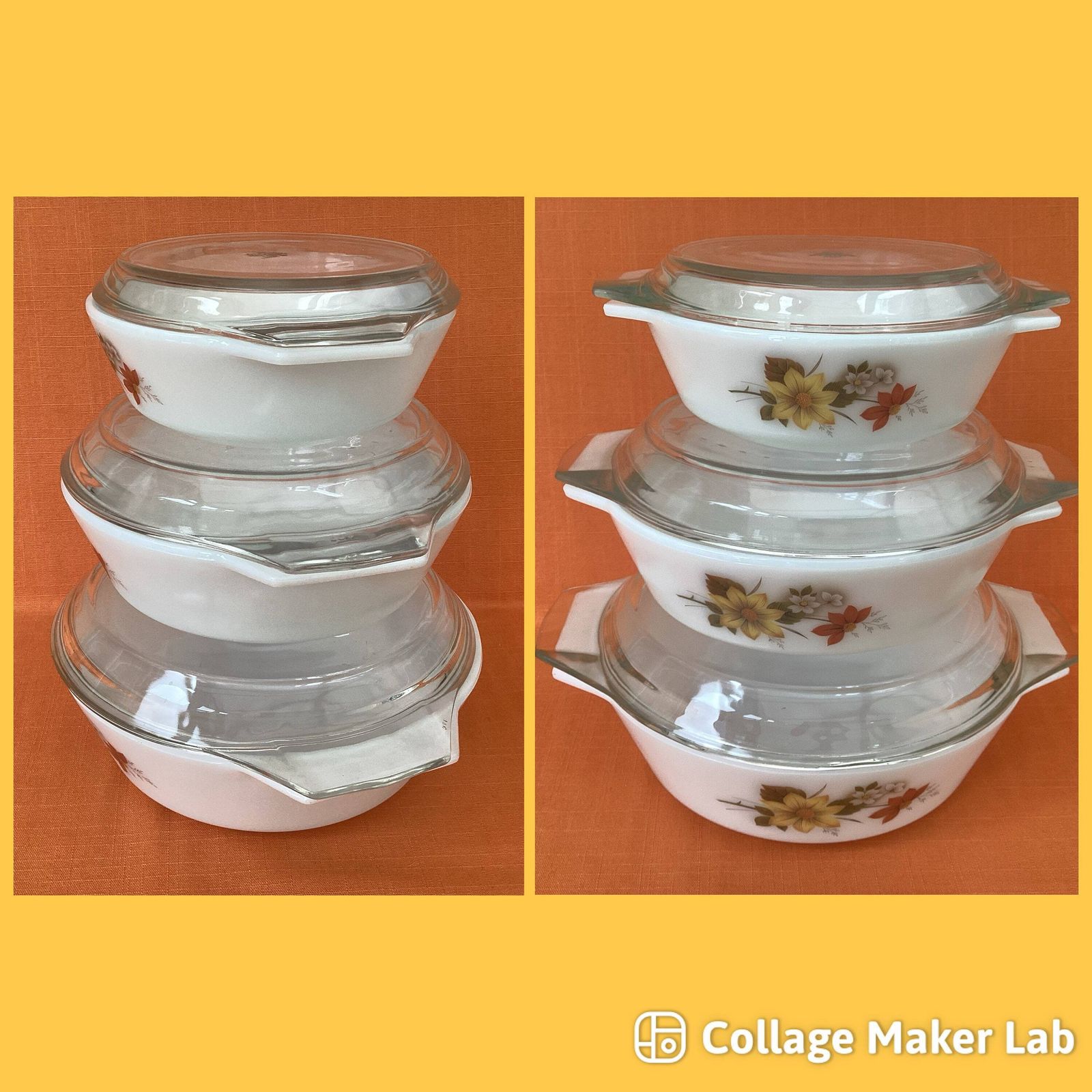 Set Of 3 Jaj Pyrex Autumn Glory Casserole Dishes With Lids, Graduating Sizes photo 68.0