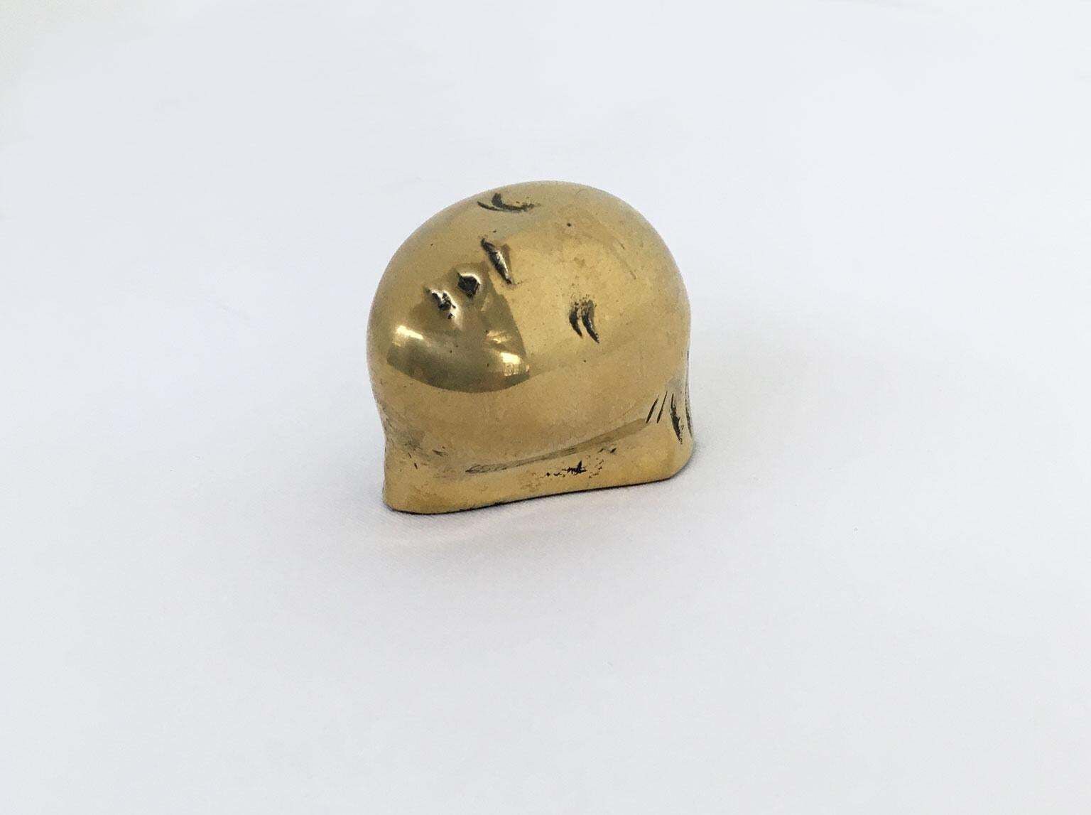 Italy 1980 Bronze Abstract Sculpture Piero Perin Testina Little Head photo vinterior