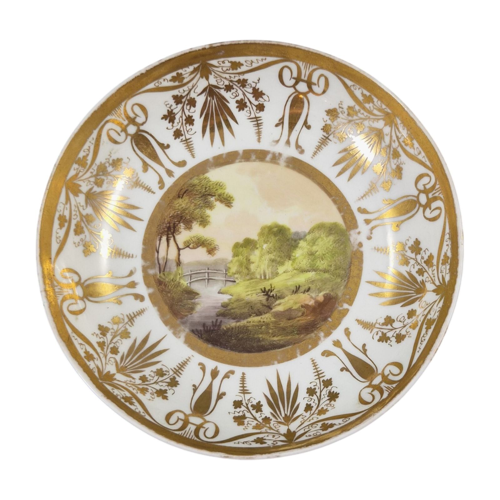 KPM Berlin Biedermeier Porseleinen Kop en Schotel met Landschapsminiaturen, ca. 1830 photo furniture
