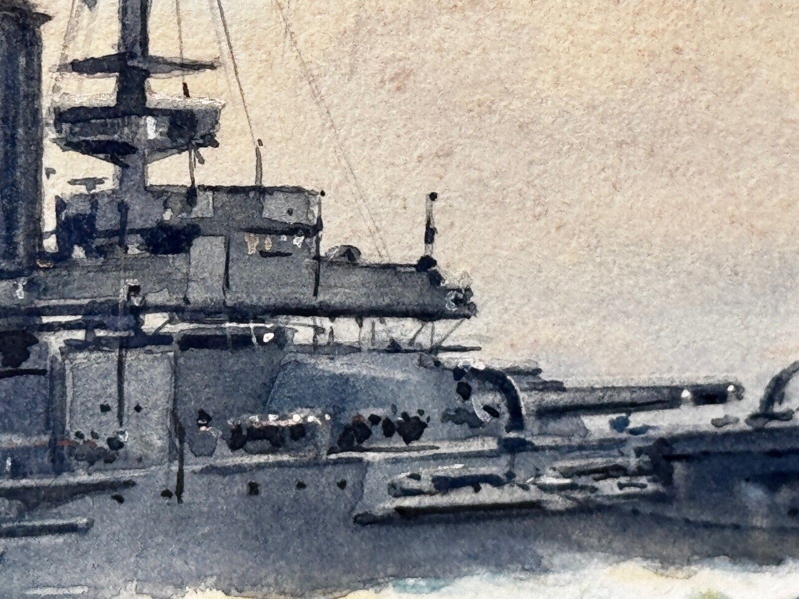Frank Watson Wood, HMS London 1914, WW1, Royal Navy, aquarel, ca. 1915 photo for sale