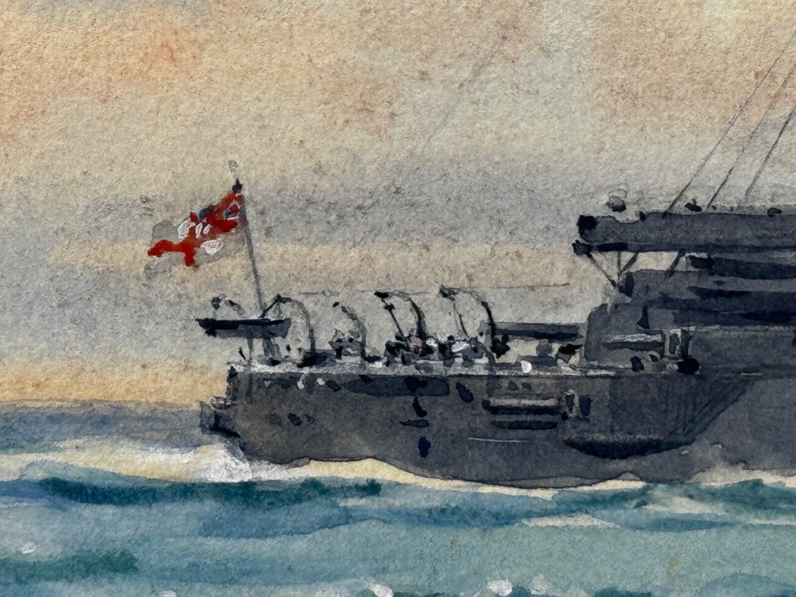 Frank Watson Wood Hms London 1914 Ww1 Royal Navy Watercolour Painting C1915 photo 8500.0