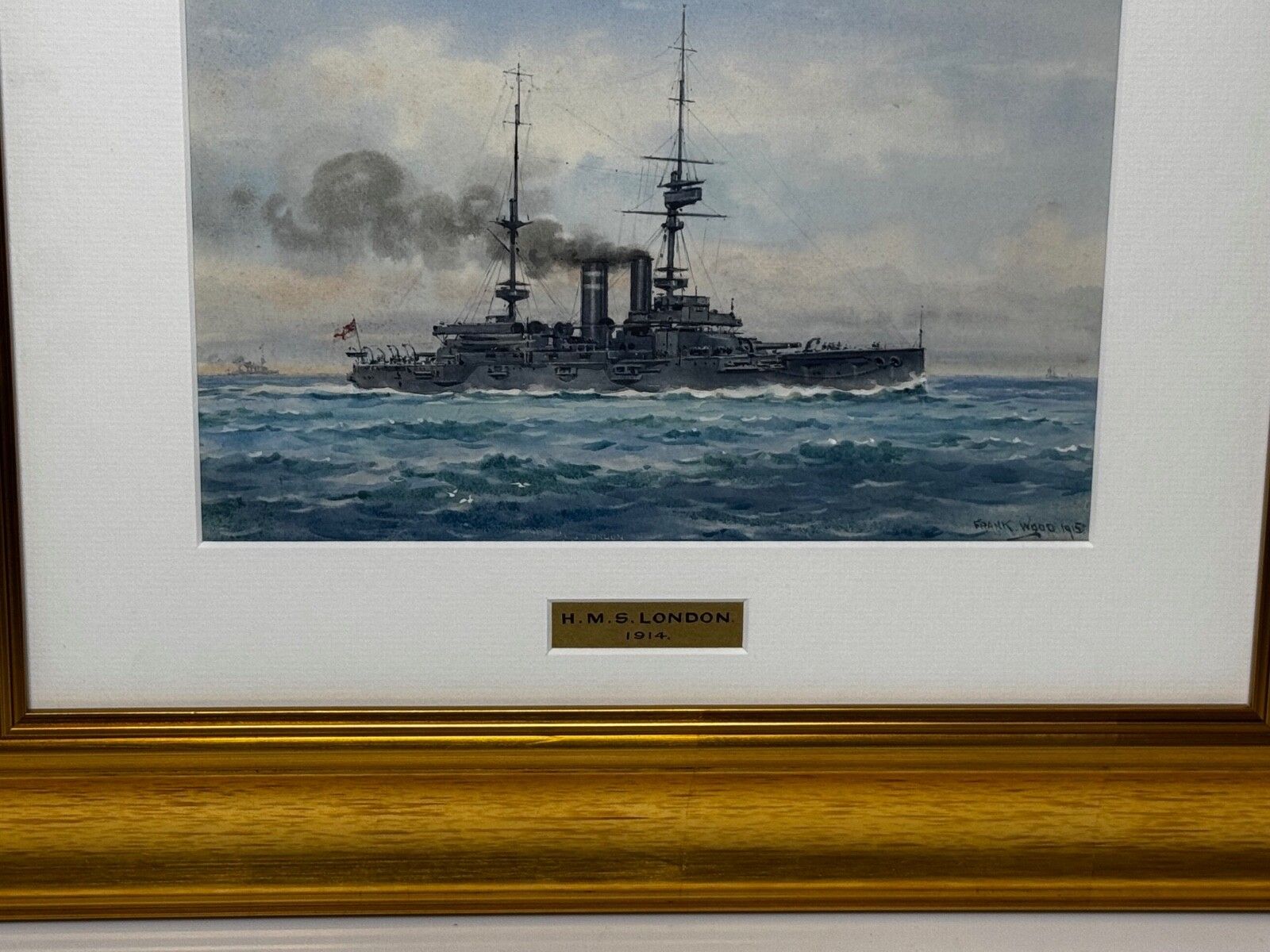photo buy Frank Watson Wood, HMS London 1914, WW1, Royal Navy, aquarel, ca. 1915