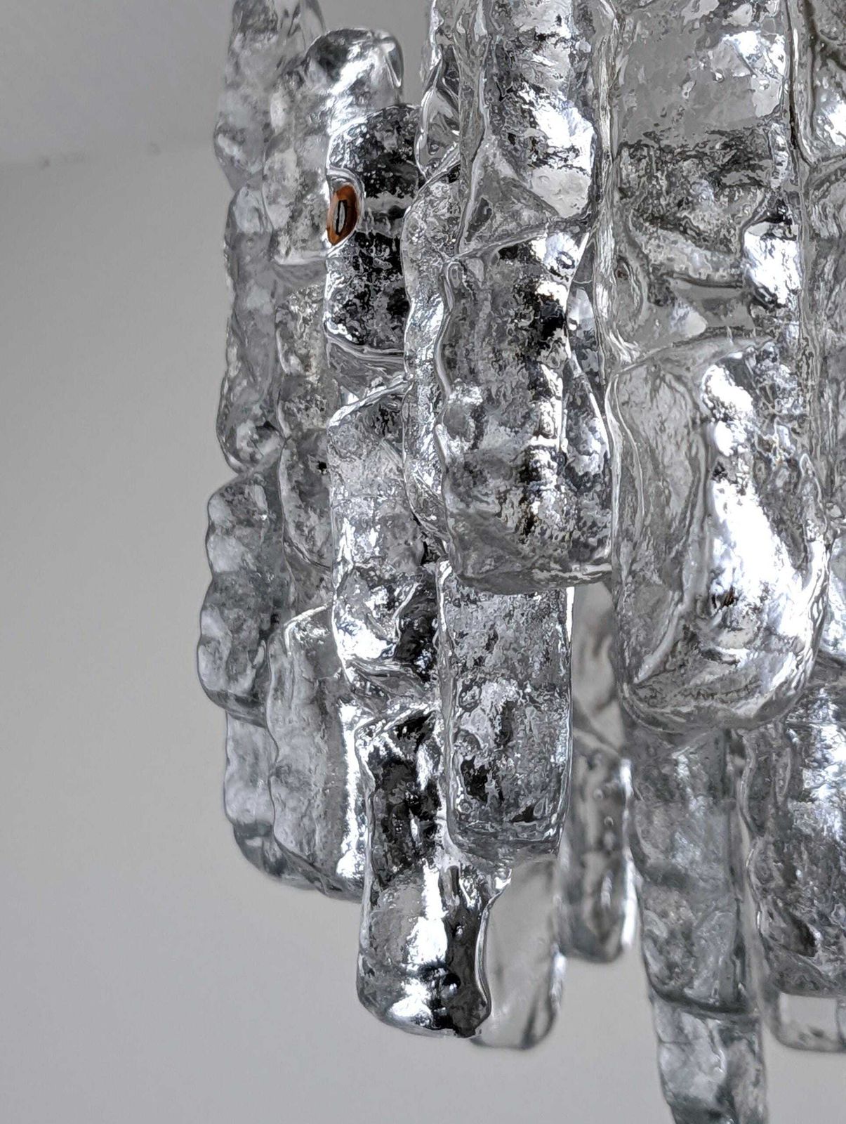 Lustre Kalmar en verre Ice Glass, Autriche, années 1970 photo Luminaires