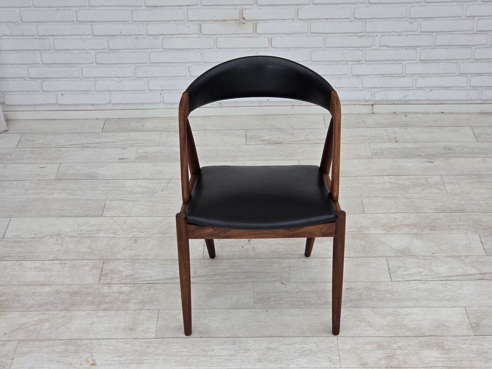 photo for sale 1960s, Danish Design By Kai Kristensen, Set Of 4 Armchairs, Leather, Teak Wood.