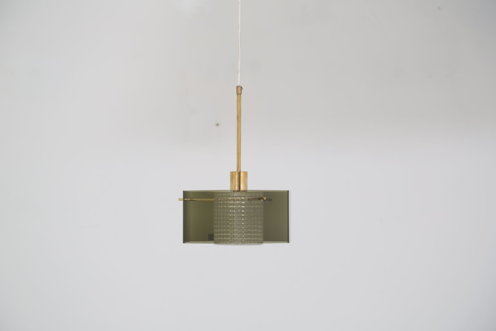 Suspension hexagonale en verre vert fumé et verre transparent vintage par Carl Fagerlund pour Orrefors, années 1960.