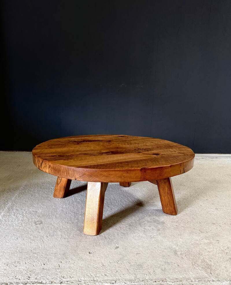 Brutalist Design Salontafel Massief Eiken, België ca. jaren 1960 photo for sale