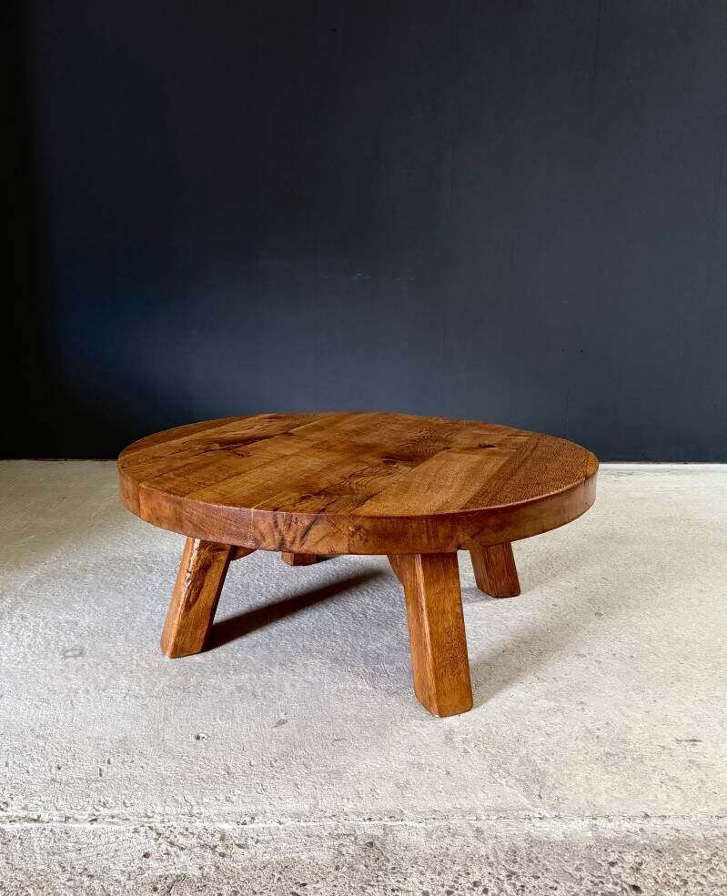 Brutalist Design Salontafel Massief Eiken, België ca. jaren 1960 photo Meubels