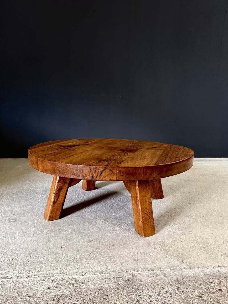 photo furniture Brutalist Design Salontafel Massief Eiken, België ca. jaren 1960