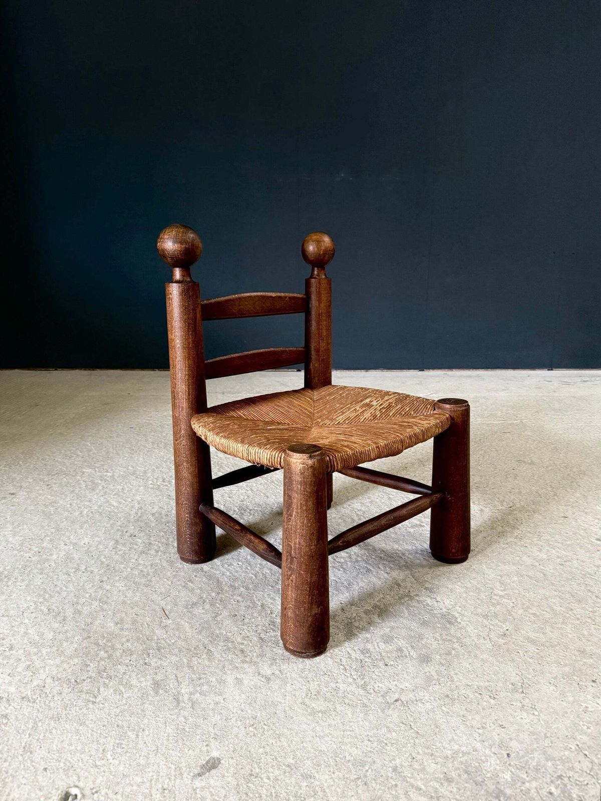 French Provincial Brutalist Design Low Stool By Charles Dudouyt photo for sale