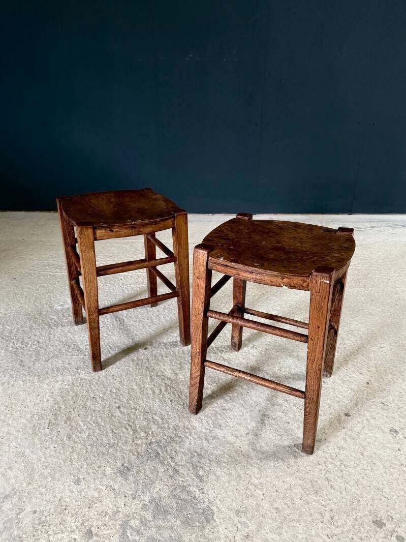 1930's French Country Bistro Low Stool Set photo for sale