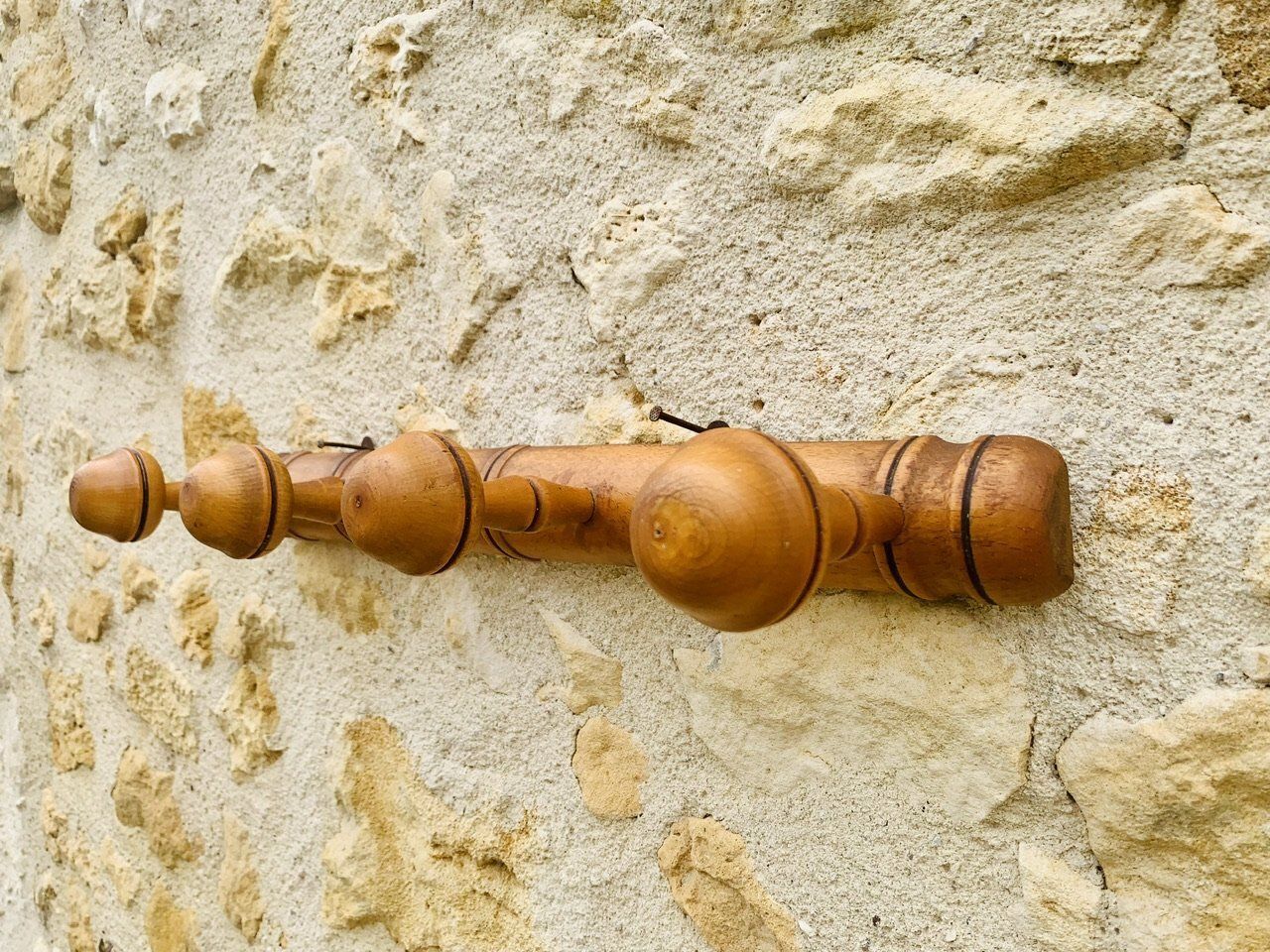 Mid Century Faux Bamboo Wall Mount Coat Rack, 1950s