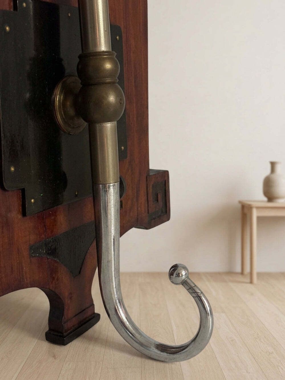 Vintage Coat Rack Mid Century Wooden Rack With Metal Hooks, 55 × 40 × 92 Cm photo 880.0