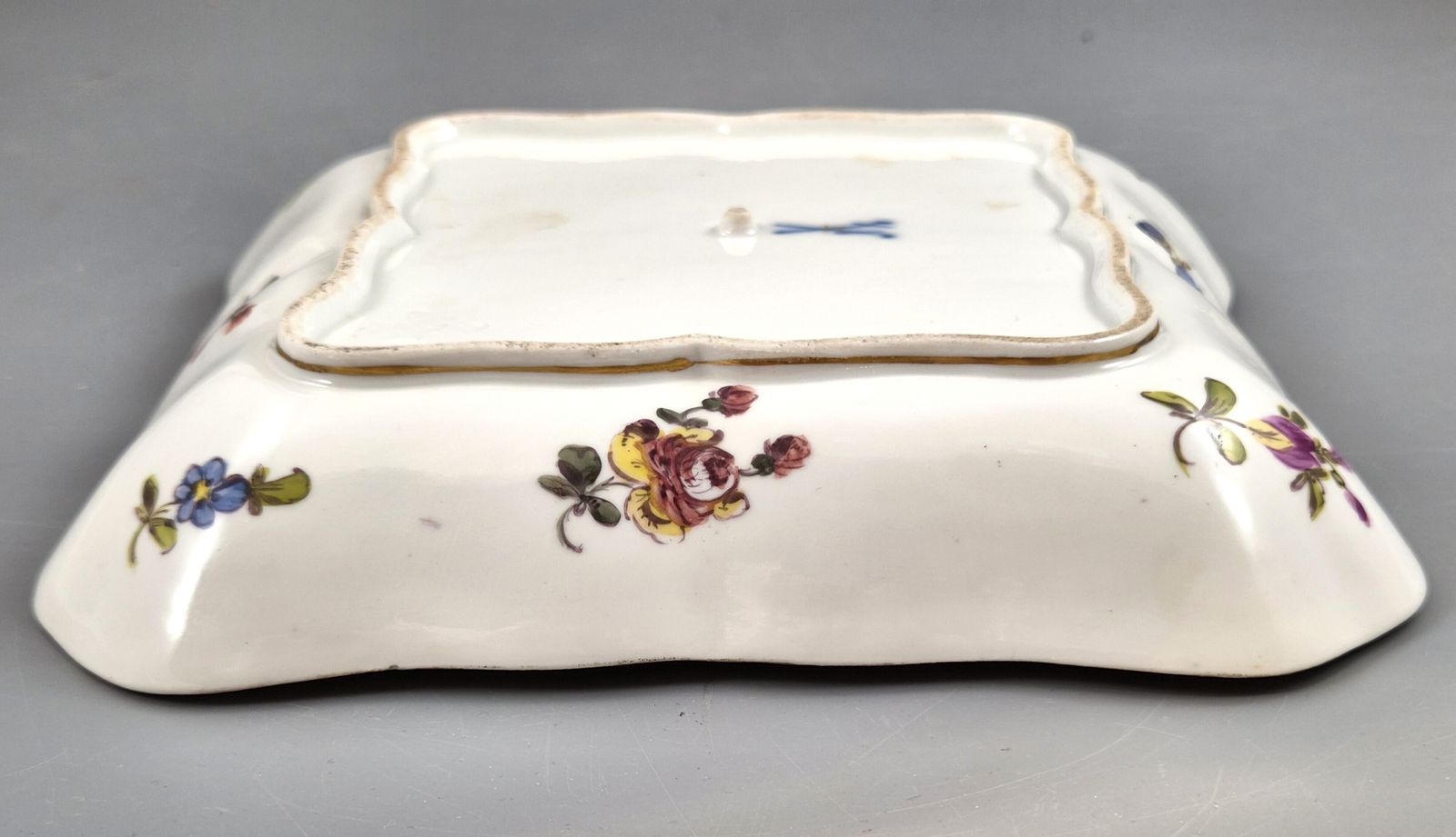 Home Decor Meissen Porcelain Square Dish, Watteau Scenes And Black Ground, C.1850 1870 photo