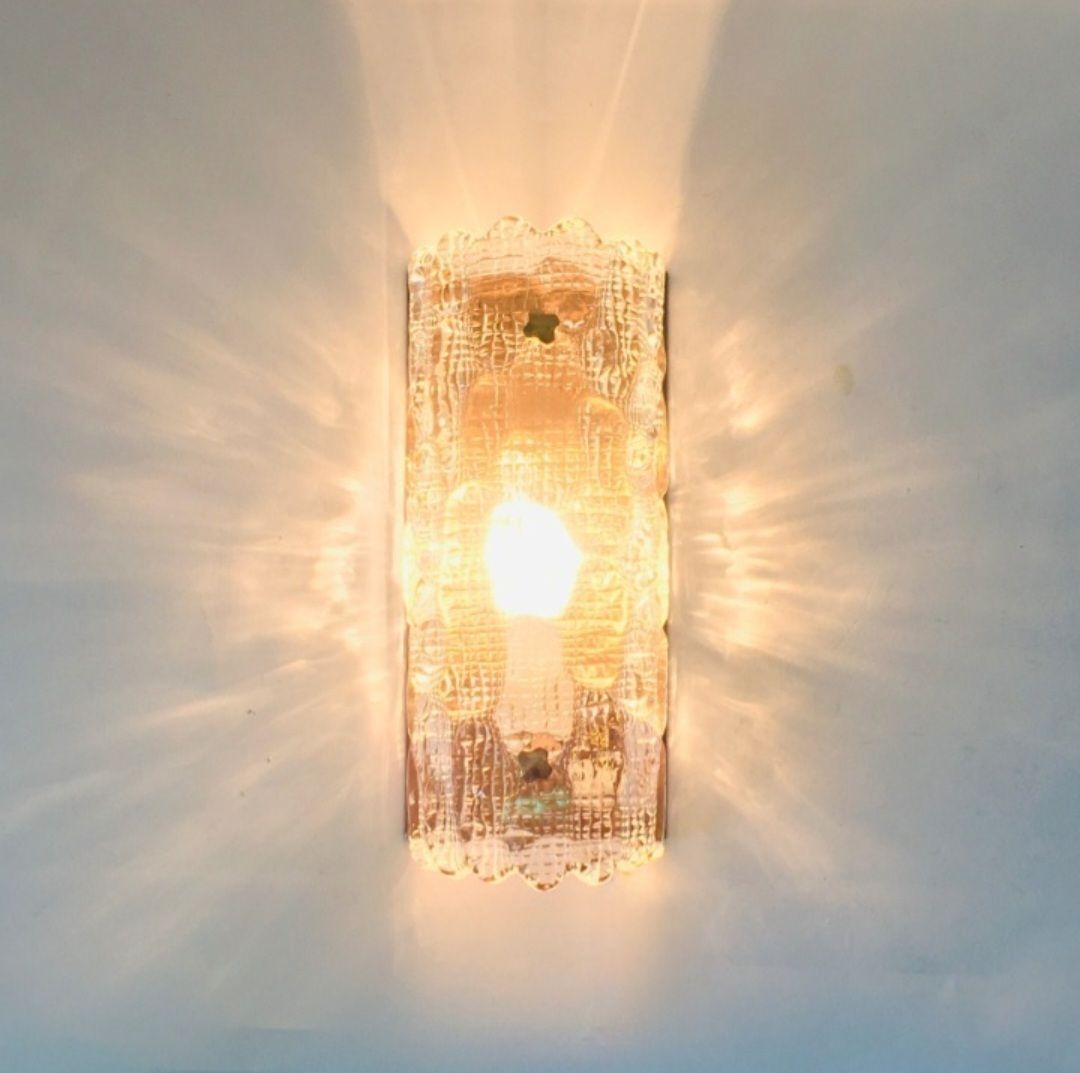 Mid Century Scandinavian Glass & Brass Wall Light By Carl Fagerlund For Orrefors, Sweden, 1960s photo 300.0