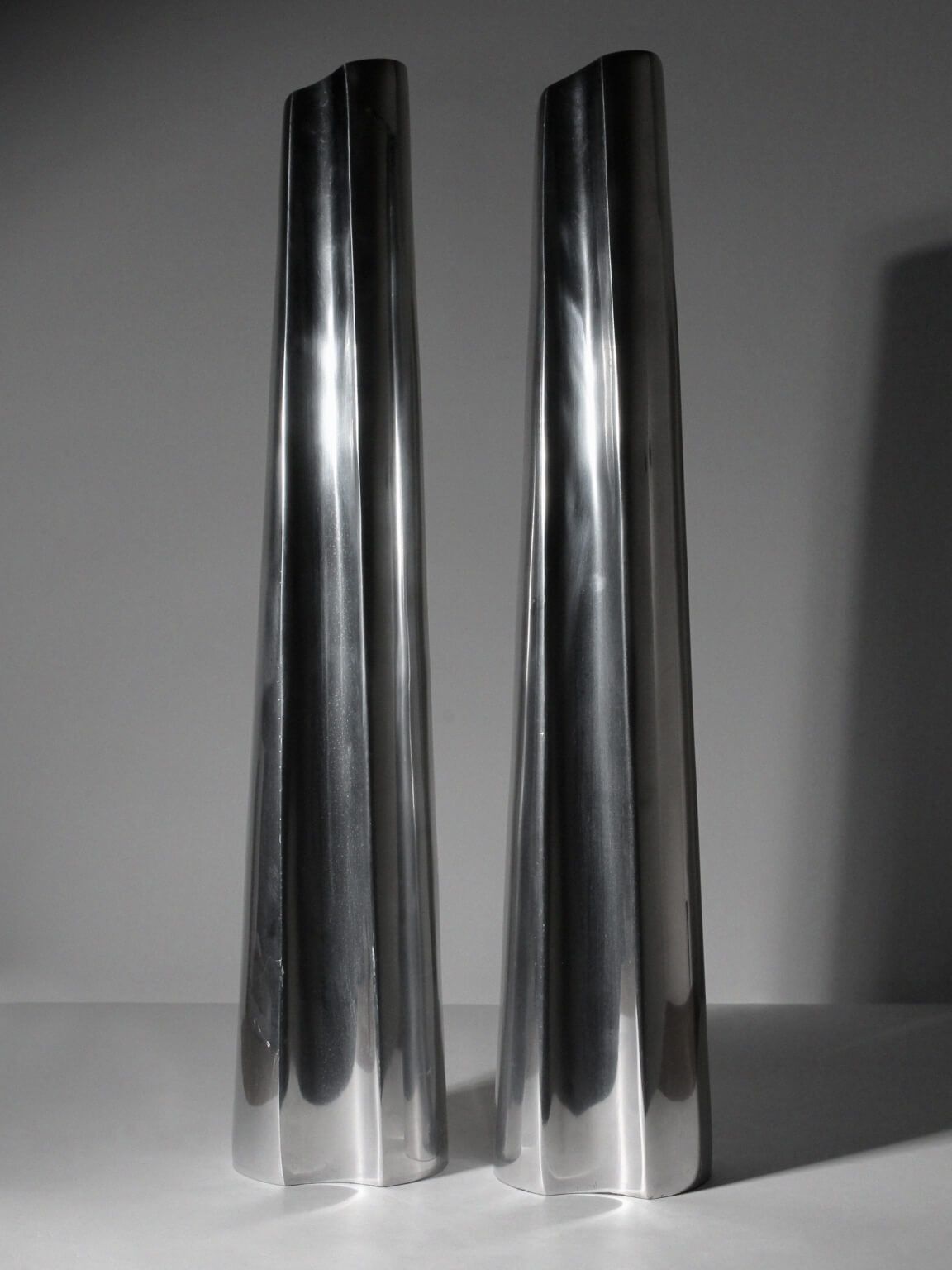 Contemporary Aluminum Extra Tall Vases Set, 1980s, Germany photo for sale