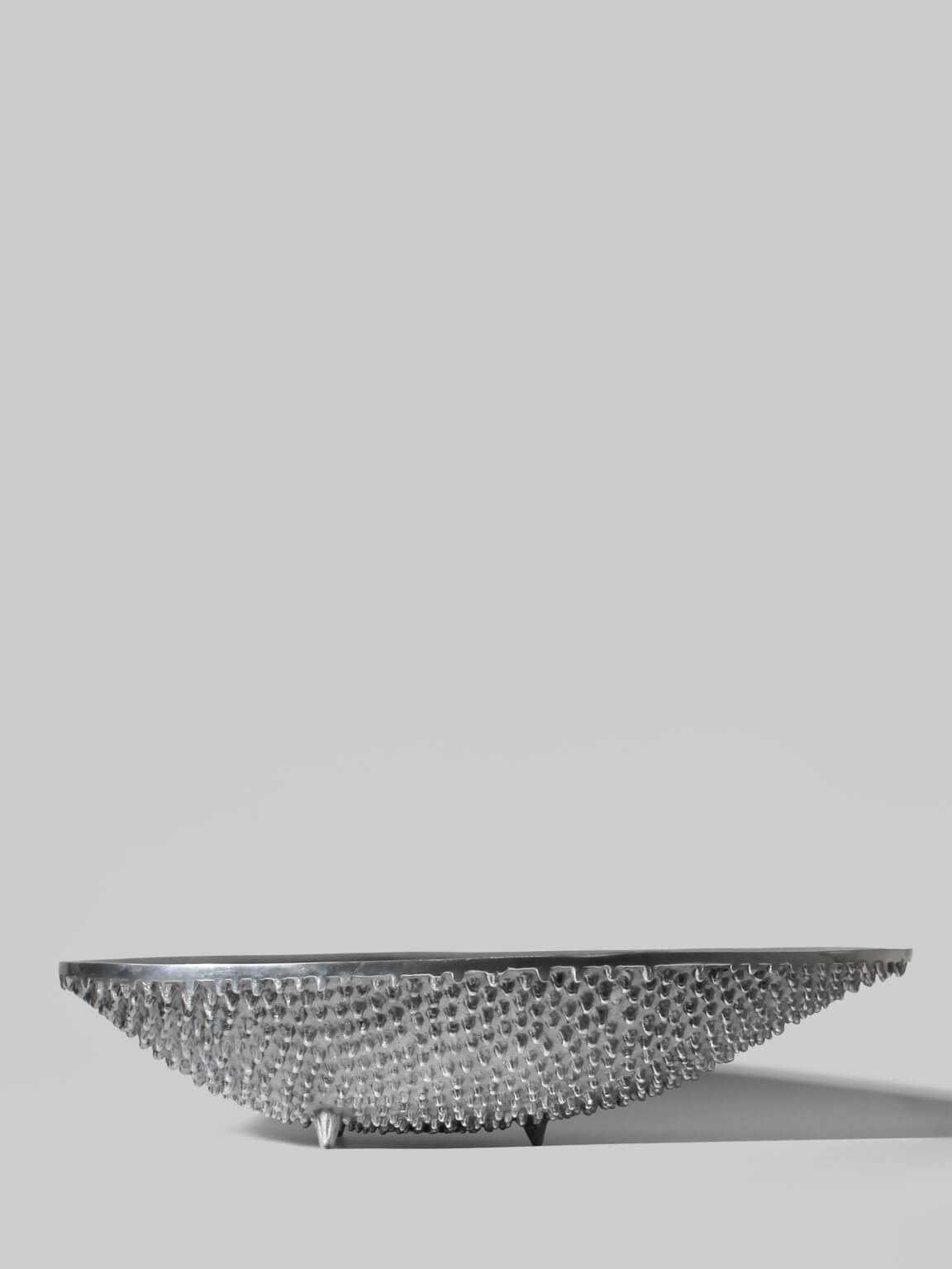 Contemporary Textured Aluminum Bowl On Legs, 1980s, Germany