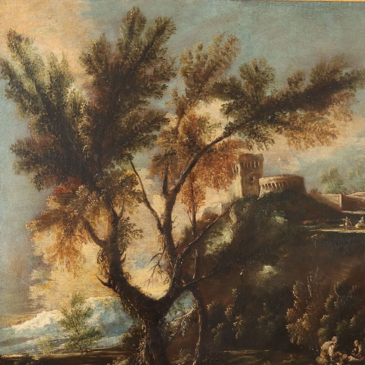 Tableau ancien attribué à A. Peruzzini, huile sur toile, Italie, XVIIIe siècle photo vintage