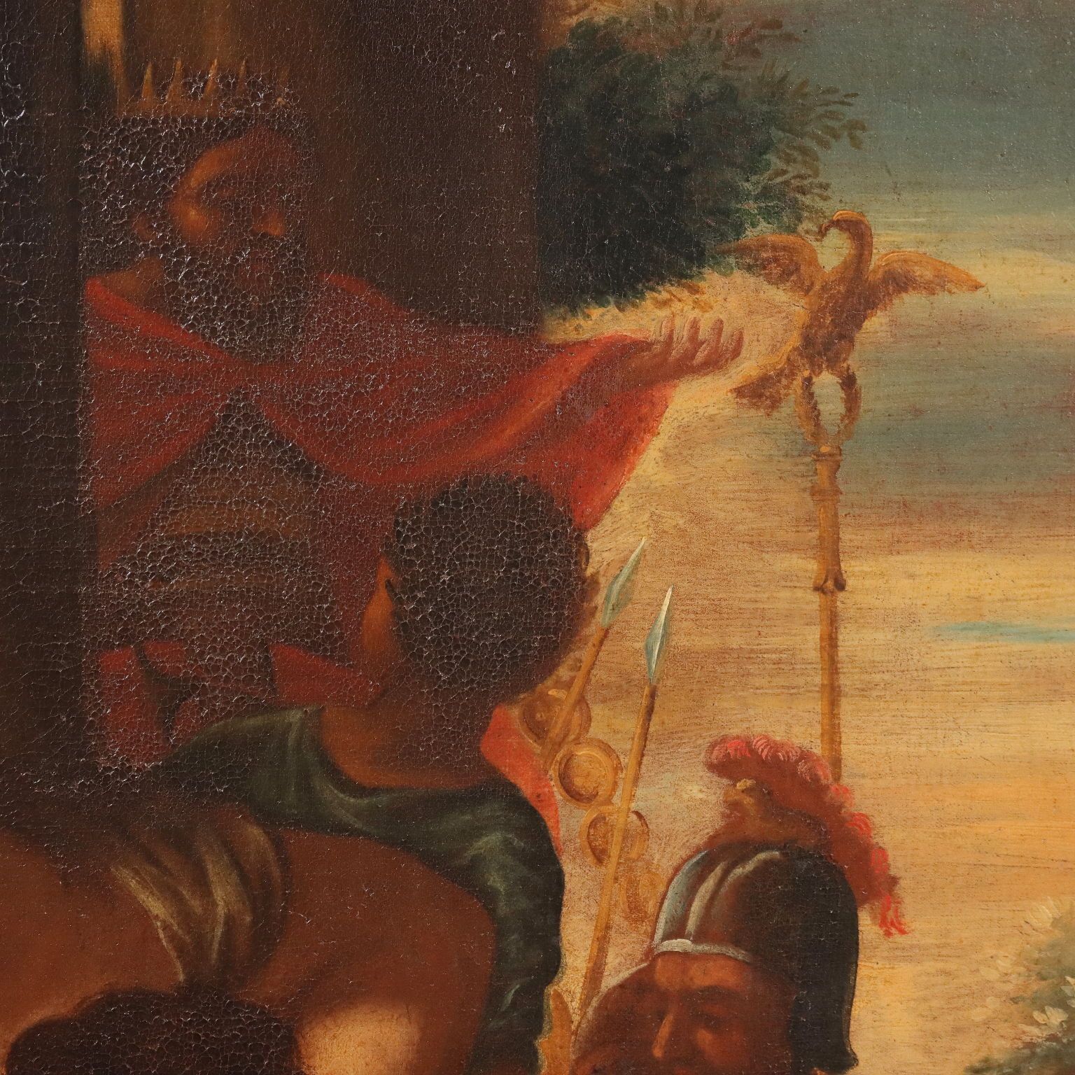 Antique Painting '600 The Rape Of The Sabine Oil On Canvas Framed photo Art