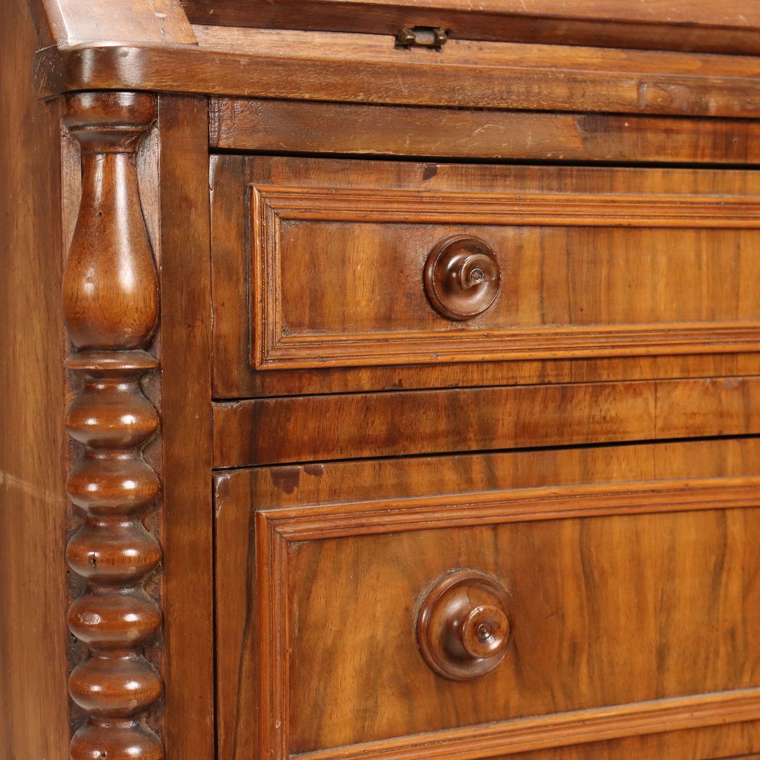 Antique Flap Cabinet Walnut Veneer 6 Drawers Italy XIX Century photo buy