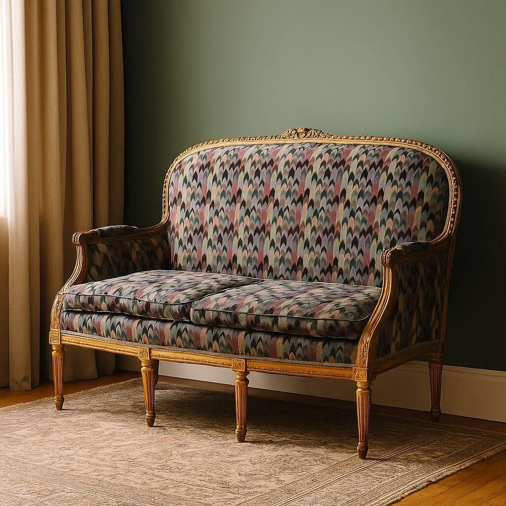 Sofa Neoclassische Stijl Gesneden Hout Italië 19e Eeuw photo furniture