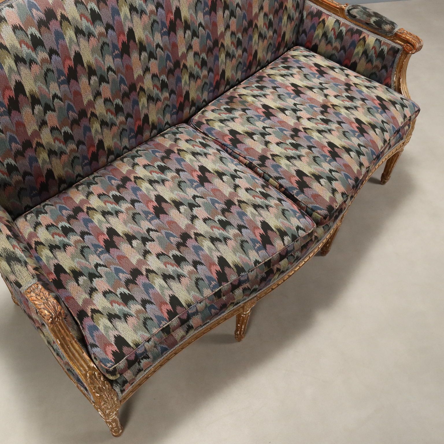 Sofa Neoclassische Stijl Gesneden Hout Italië 19e Eeuw photo vintage