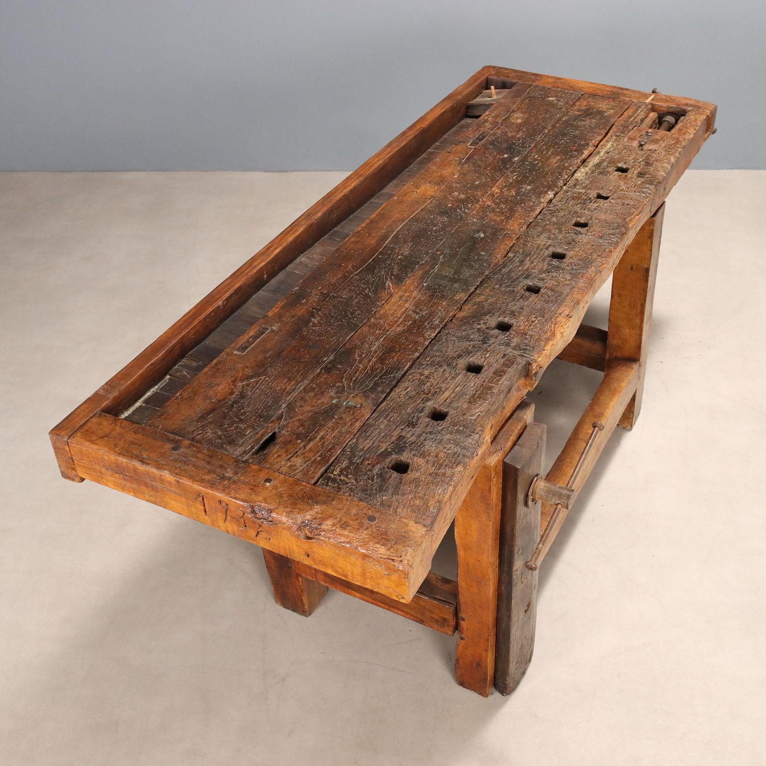 Furniture Carpenter's Workbench In Chestnut   Italy, 19th Century photo