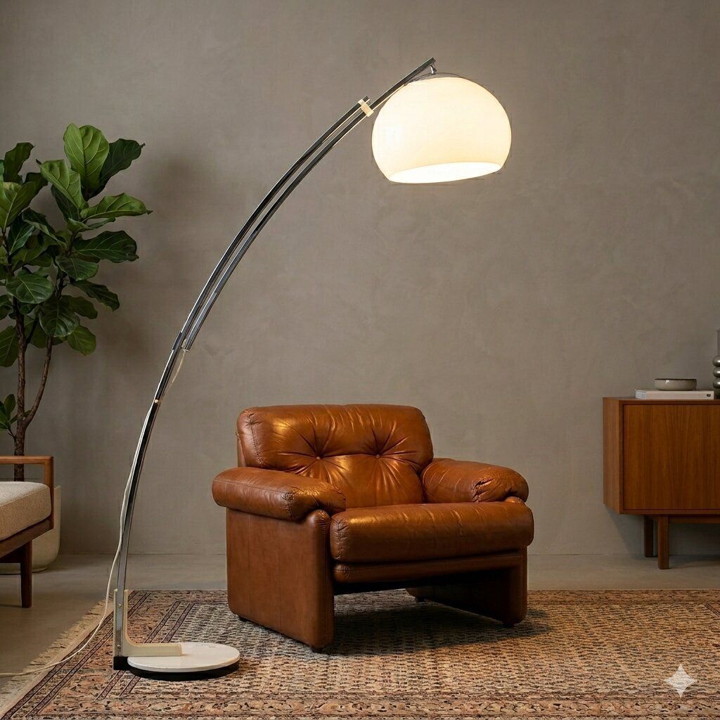 Vintage vloerlamp aluminium kunststof design jaren 1970 photo furniture