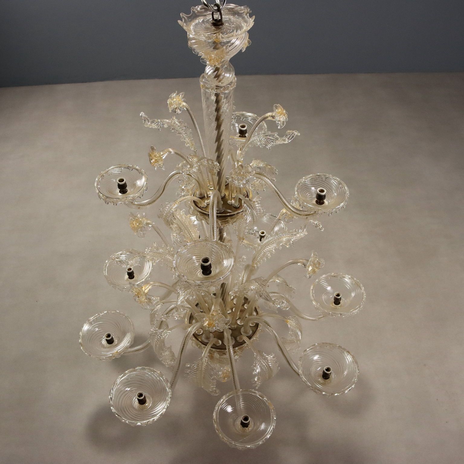 photo for sale Antique Chandelier Blown Glass 12 Lights Italy XX Century