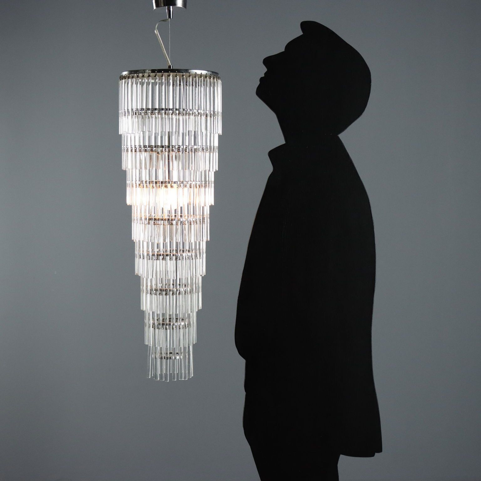 Vintage Ceiling Lamp Transparent Glass Design Italy 1990s photo furniture