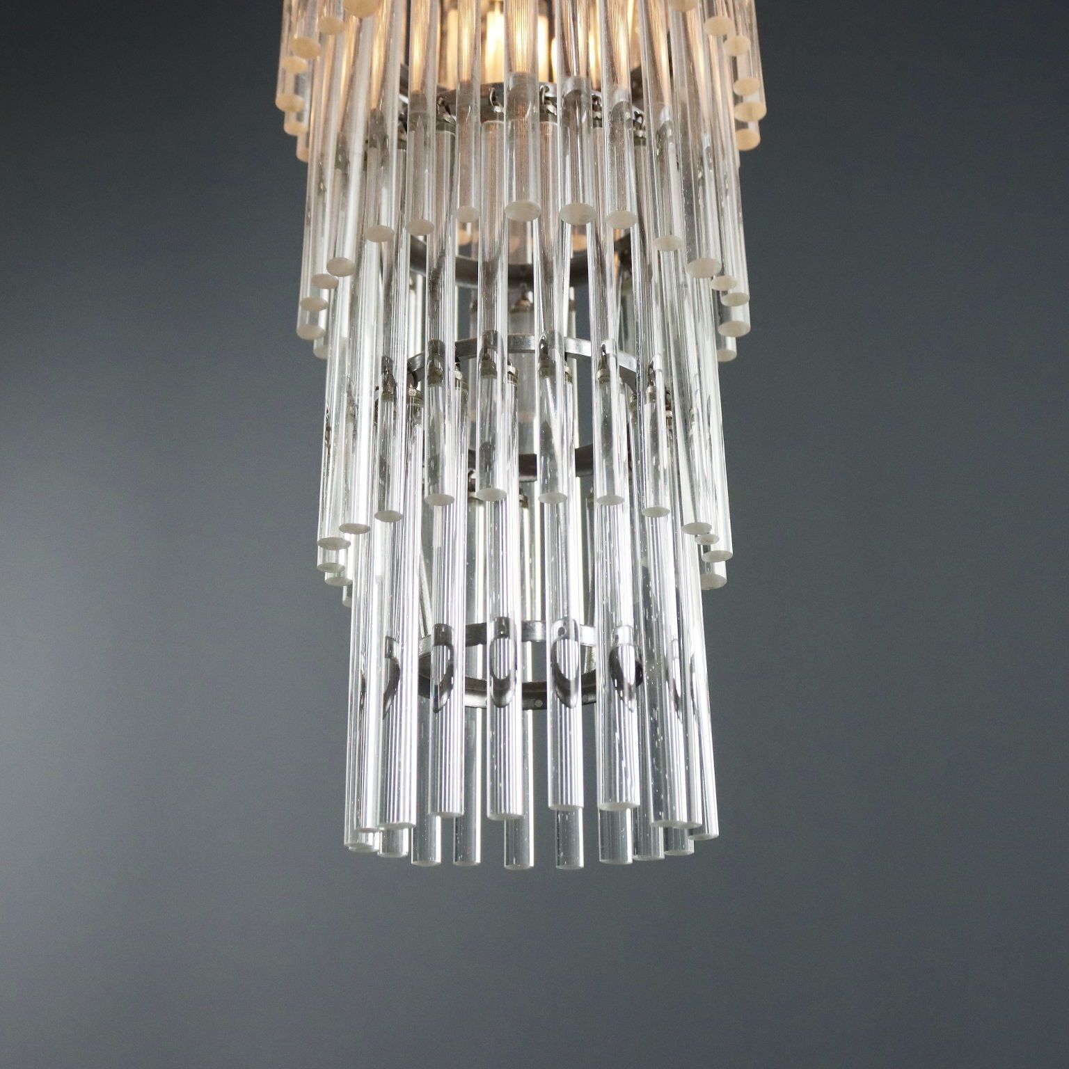 Vintage plafondlamp, transparant glas, Italiaans design, jaren 1990 photo for sale