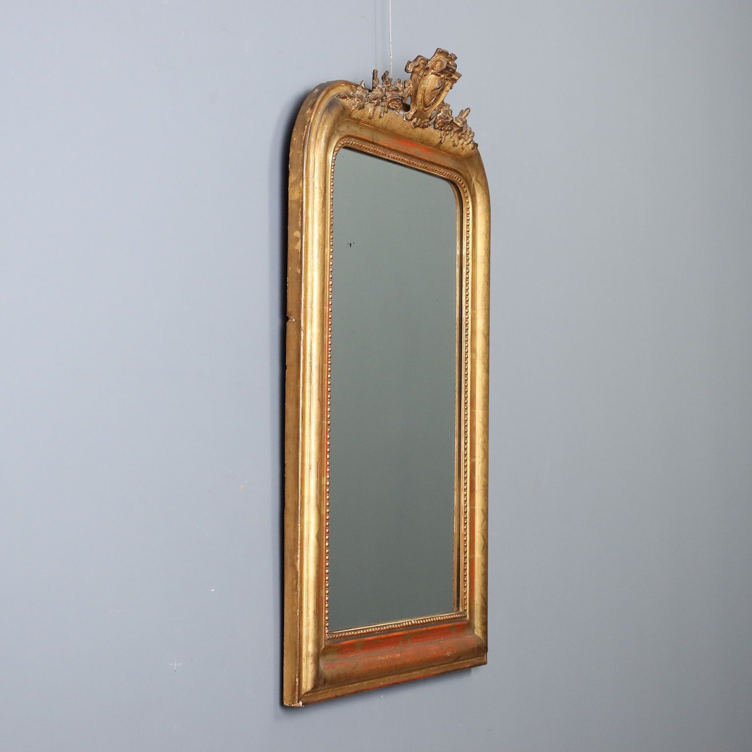 Antieke Spiegel Gesneden Verguld Hout Italië Eind 19e Eeuw photo Woonaccessoires