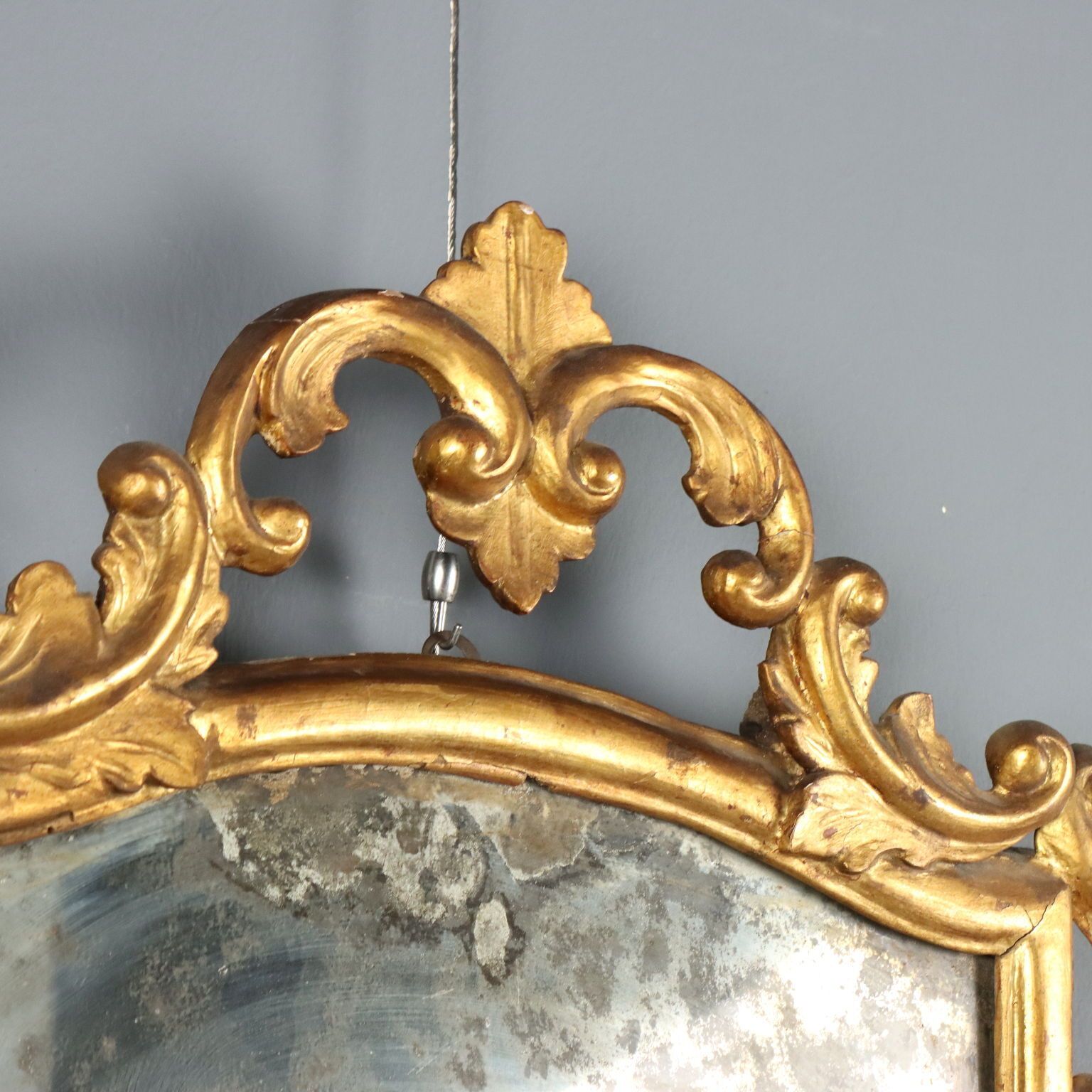 Antieke Spiegel Verguld Hout Glas Italië 19e Eeuw photo Woonaccessoires