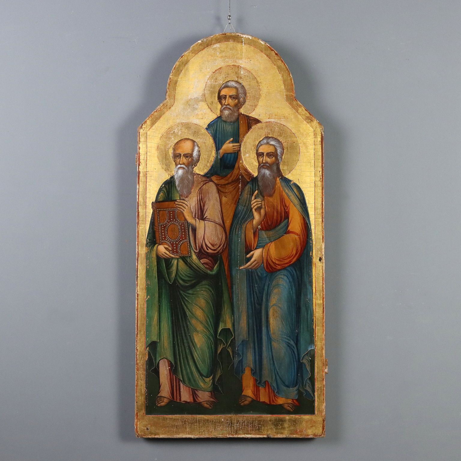 Antiek icoon met religieus onderwerp, tempera op paneel, 18e-19e eeuw