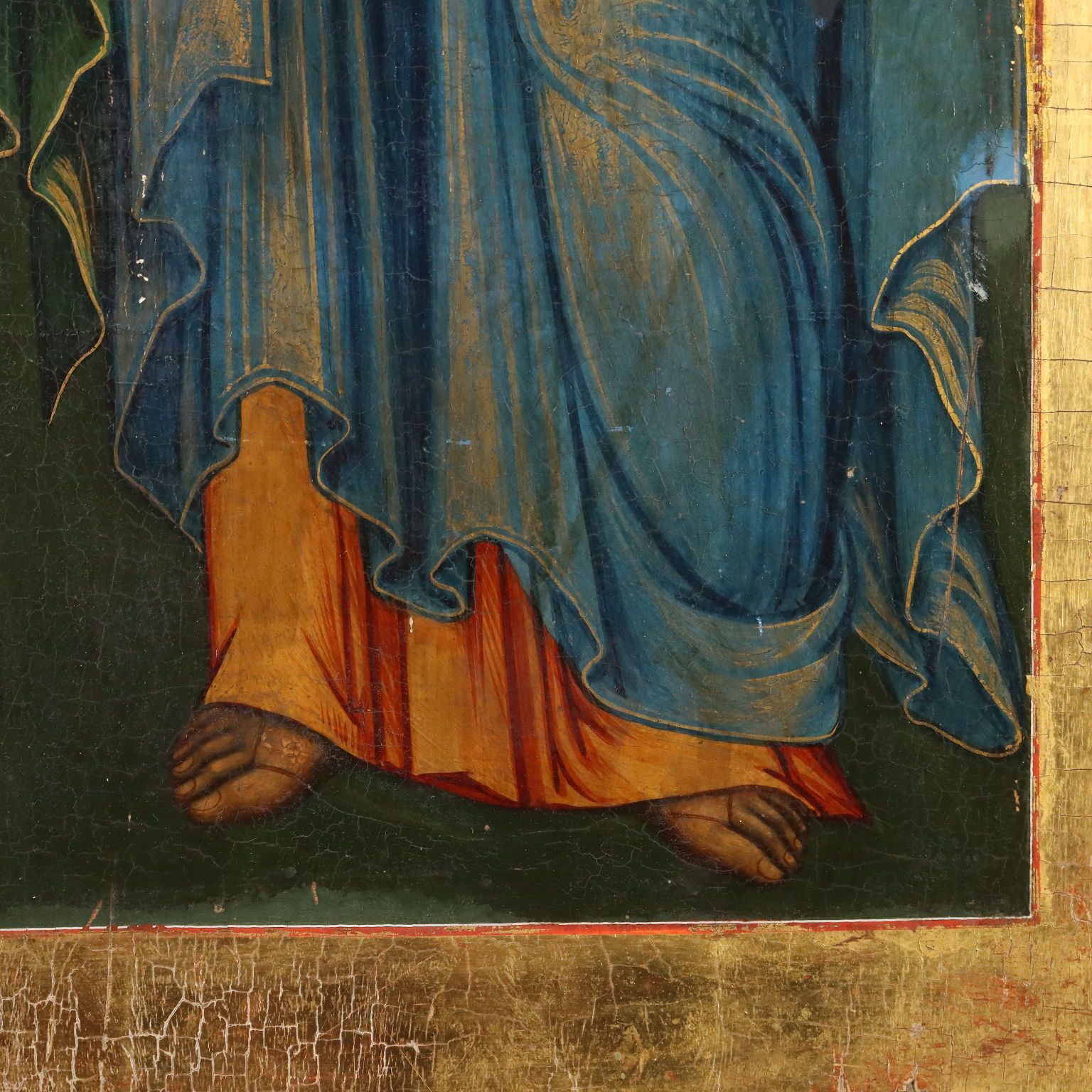 Icône d'époque à sujet religieux, tempera sur panneau, XVIIIe-XIXe siècle photo vintage