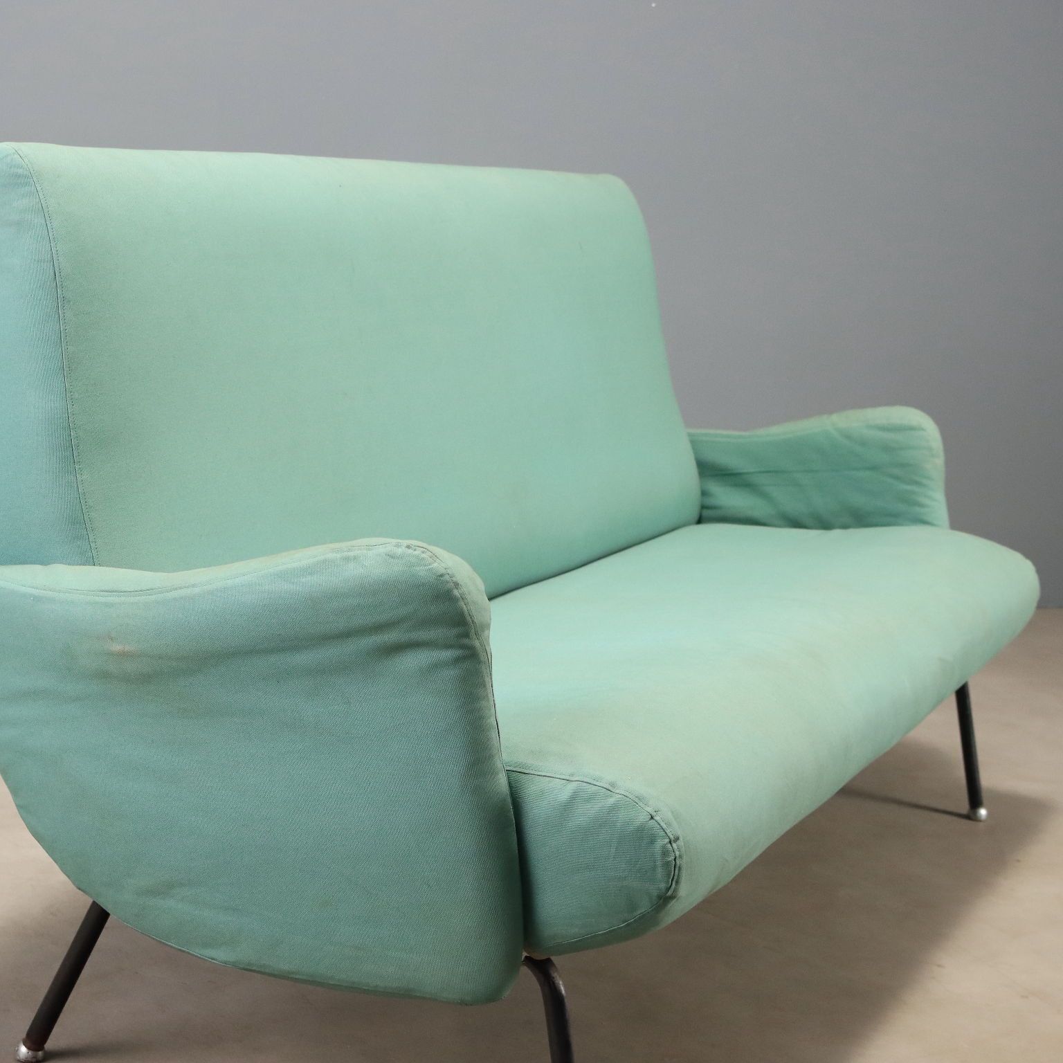Vintage opvouwbare sofa, stof en metaal, Italiaans design, jaren 1960 photo for sale