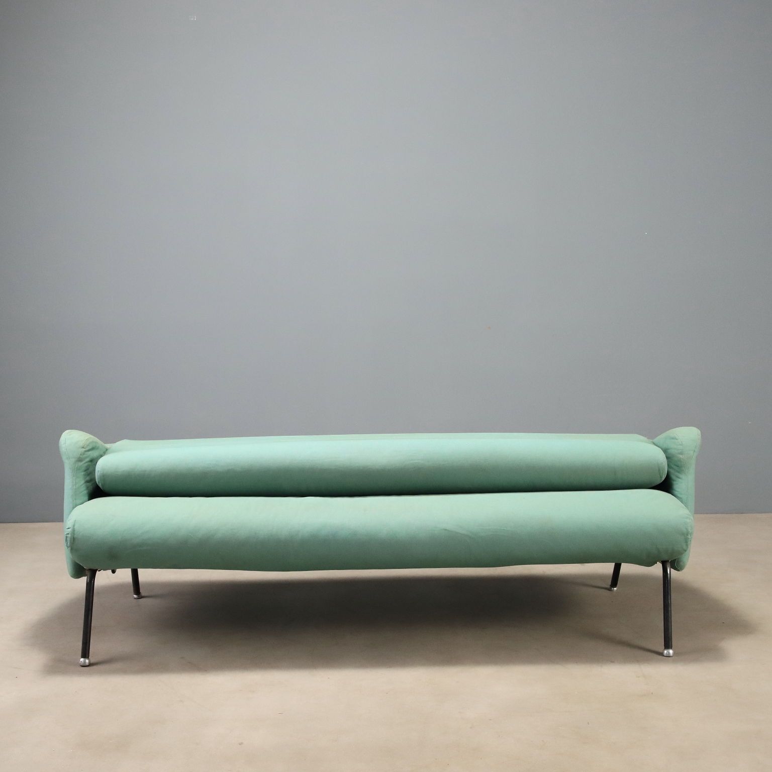 Vintage opvouwbare sofa, stof en metaal, Italiaans design, jaren 1960 photo vintage