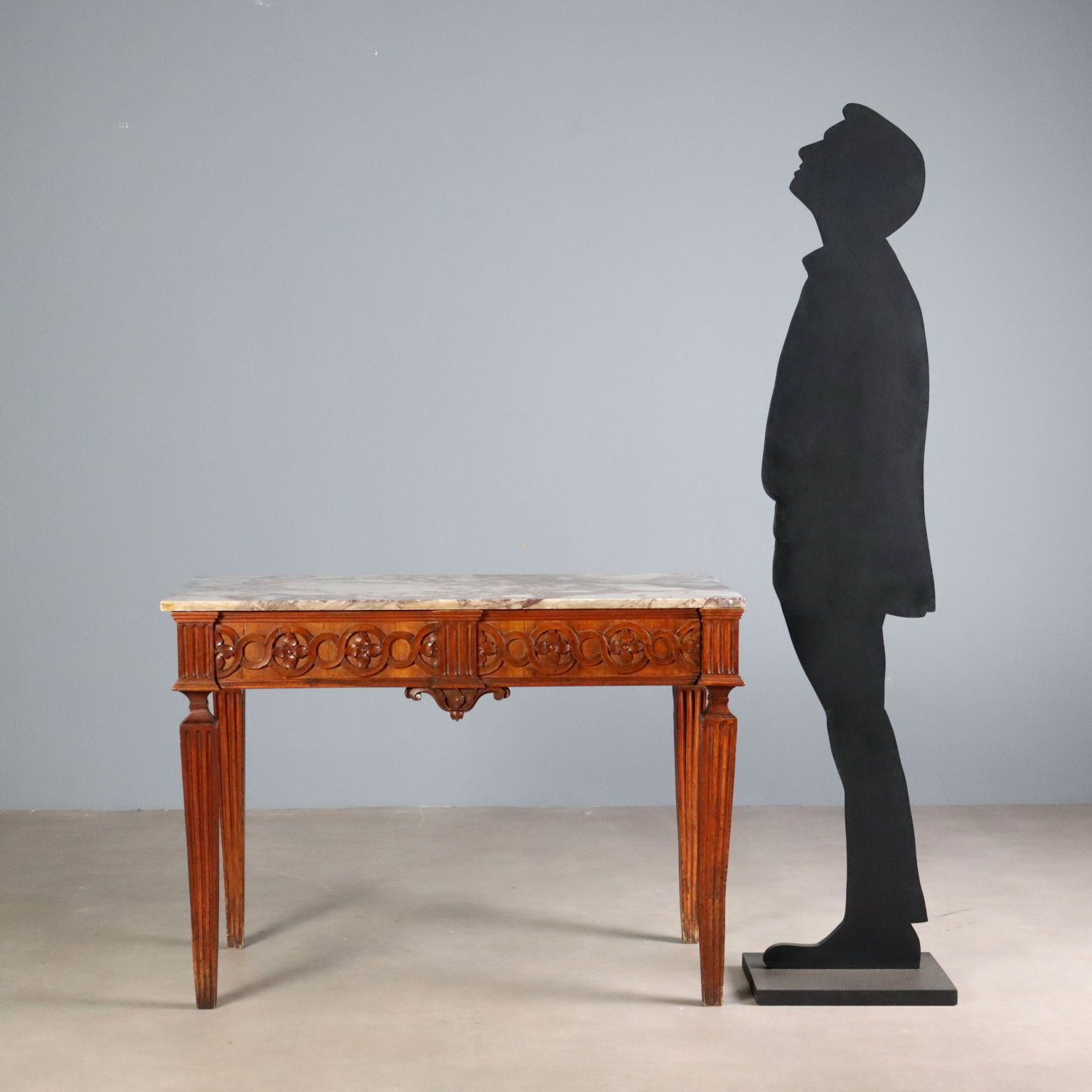Console Neoclassical Walnut Marble Top XVIII Century photo furniture