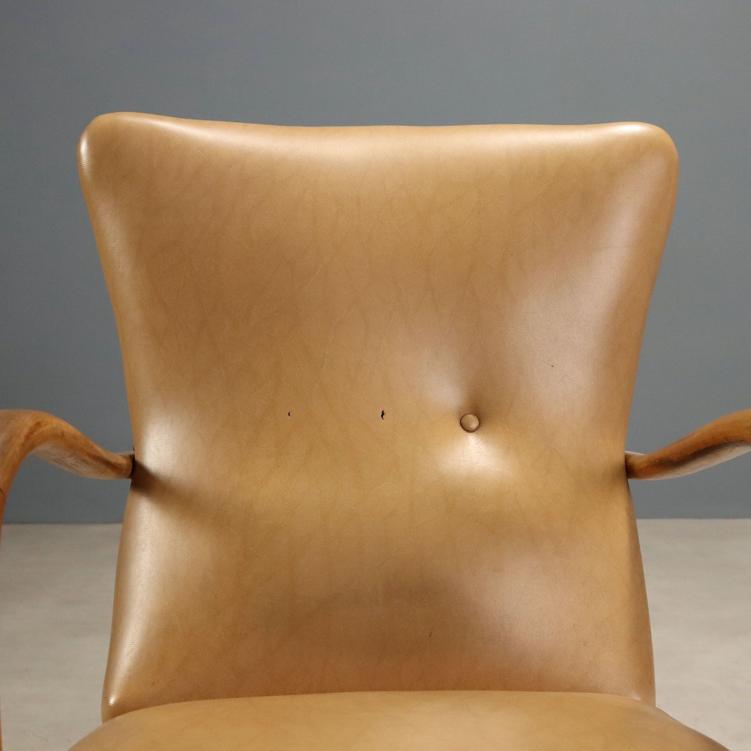 Vintage Armchair Beech Leatherette Foam Design Italy 1950s photo buy