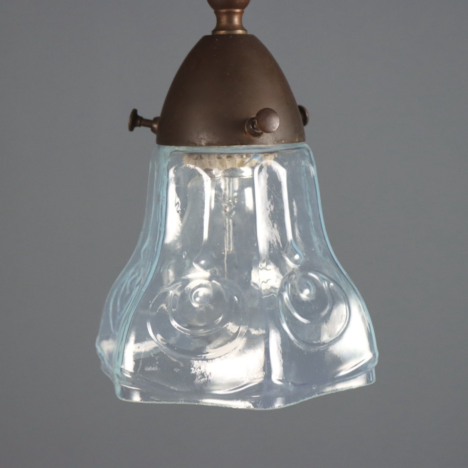 photo for sale Lustre Art Nouveau en métal et verre, Italie, début du XXe siècle
